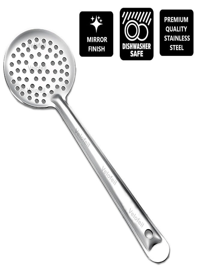 Velofeil مغرفة طهي متعددة الأغراض من الفولاذ المقاوم للصدأ بمقبض كبير من فيلوفيل، طولها 36 سم، مناسبة للقلي العميق وتصفية البوري والبطاطس المقلية وغيرها الكثير من المواد الغذائية. - Image 5